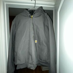 Carhartt Gray Hooded Lightweight Work Jacket